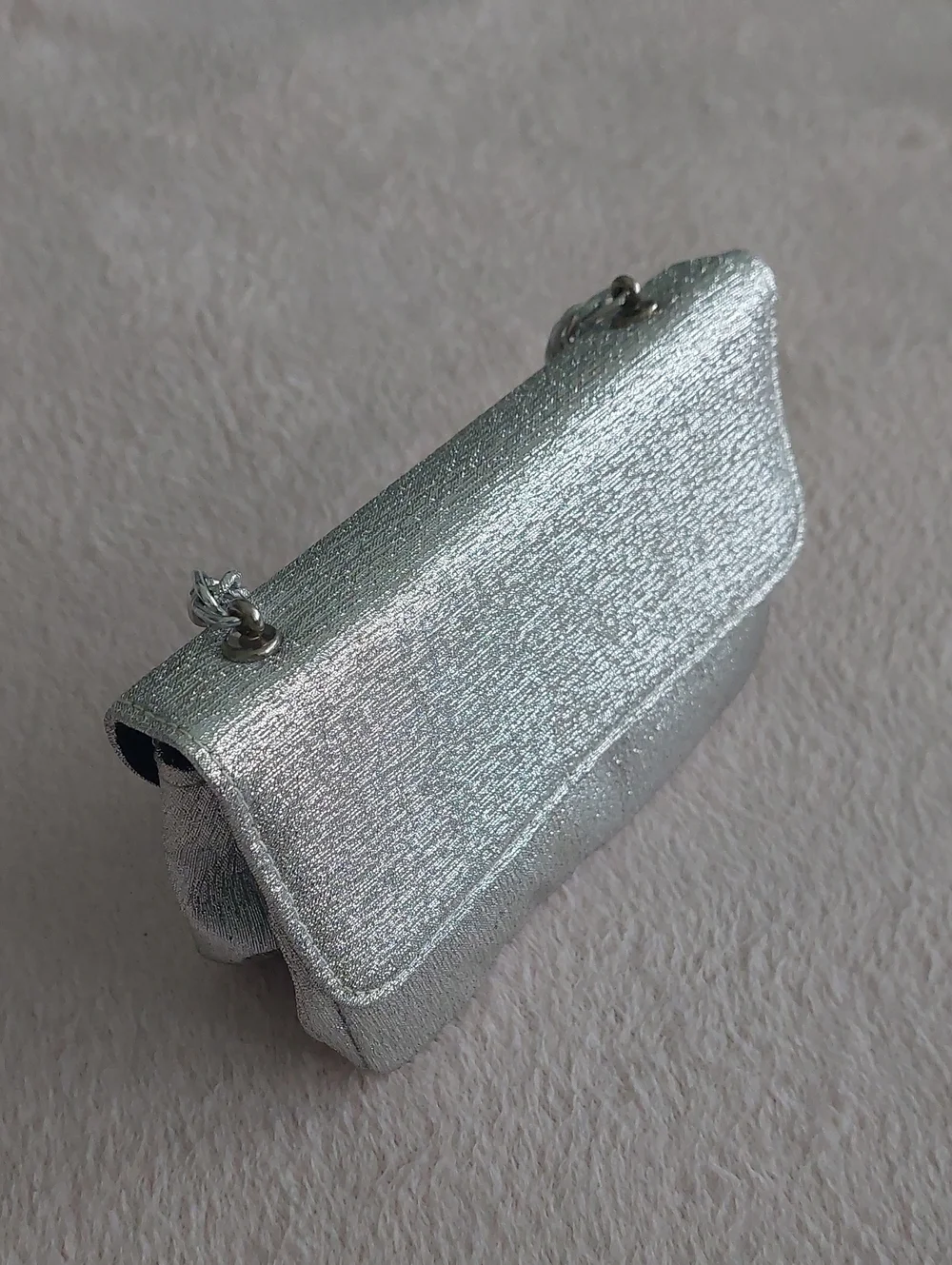 Silver Evening Clutch Bag with Chain Handle  NWOT